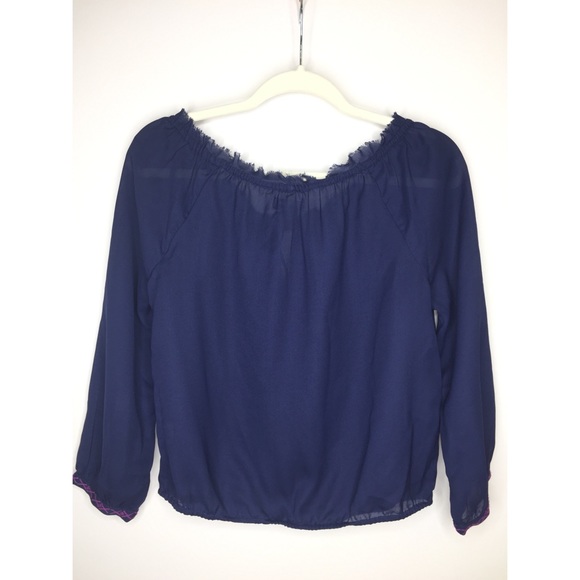 AEO Navy Peasant Blouse - size Small - Picture 5 of 8
